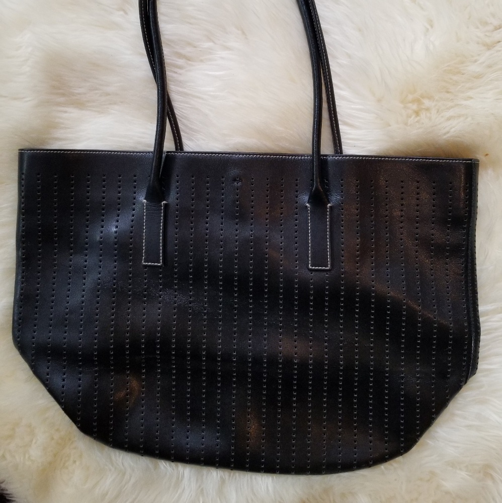 Prada leather perforated tote
